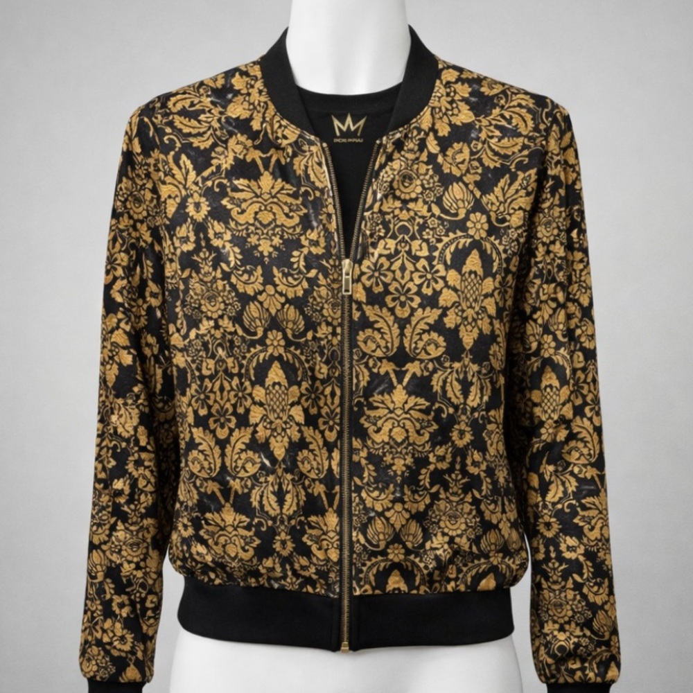 Nicki Minaj Black and Gold Bomber Jacket
